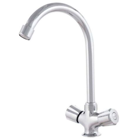 Robinet de lavabo en alliage de zinc, plaqué chrome, eau chaude-froide, tuyaux, bec haut, deux poignées [QLI-FA938]
