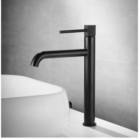 Robinet de lavabo en cuivre avec eau chaude et froide - Noir haut - Robinet de lavabo en cuivre avec eau chaude et froide - Noir haut