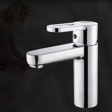 Robinet de lavabo en cuivre pur, robinet monotrou pour lavabo domestique avec eau chaude et froide.