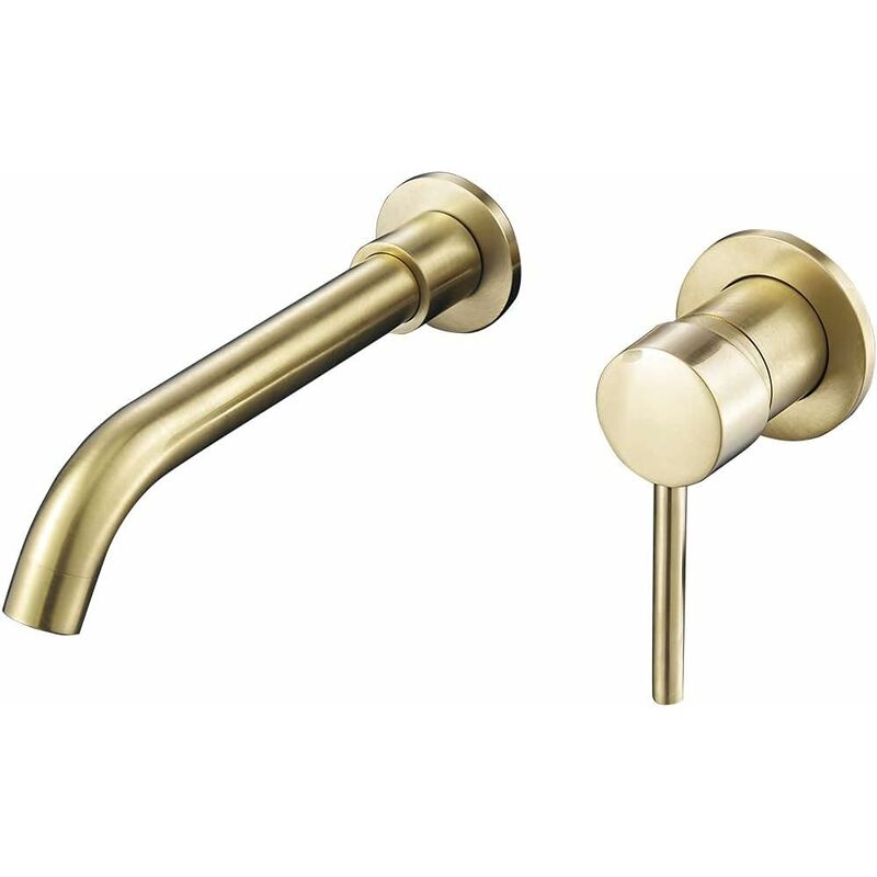 Robinet de lavabo encastré doré brossé