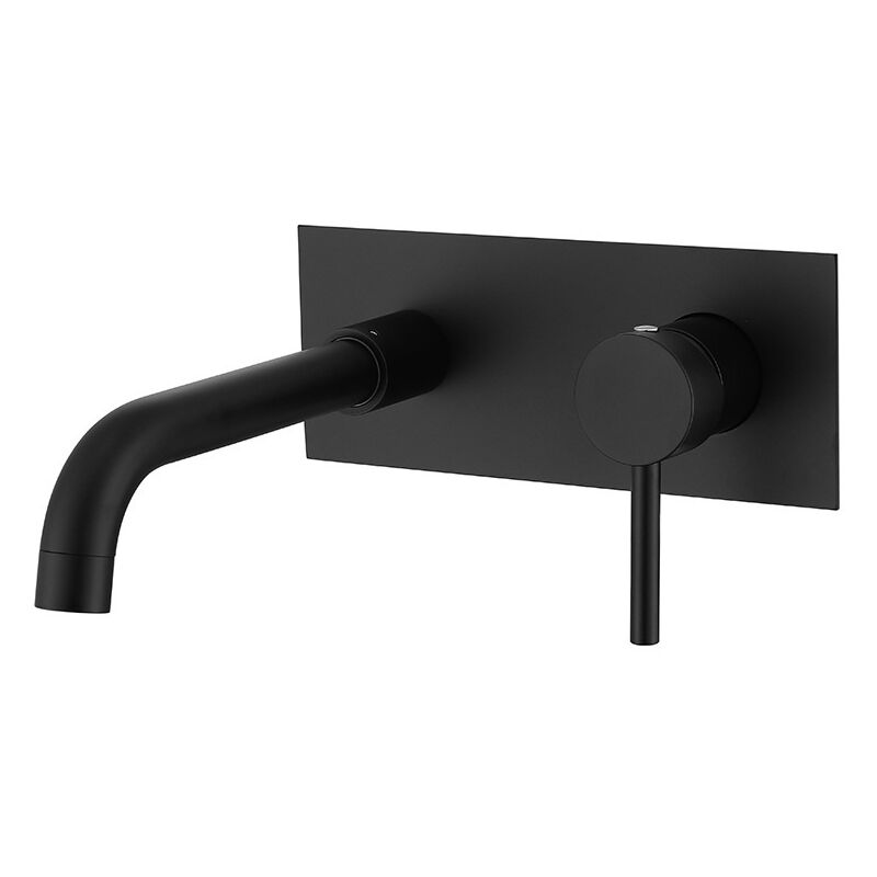 Robinet de lavabo encastré dans le mur, armoire de salle de bain chaude et froide, robinet de lavabo chaud et froid, noir - Ahlsen