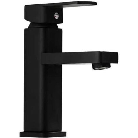 Robinet de lavabo encastré en acier inoxydable 304, peinture noire, carré, monotrou, mitigeur eau chaude et froide pour hôtel