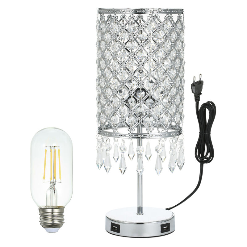 Lampe de chevet tactile avec deux ports de charge USB 5 V/2 A, variateur 3 voies, pour chambre à coucher, salon, salle à manger, bureau (ampoule