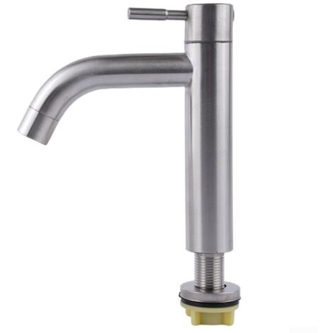 Robinet de lavabo froid simple pour évier en acier inoxydable, pour robinet d'eau de cuisine et de salle de bain de taille G1/2, convient pour lavabo de comptoir
