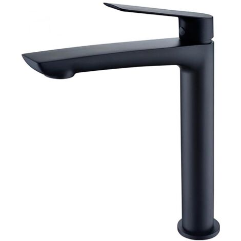 Robinet de lavabo haut avec mitigeur  Modèle LUXOR  Bec haut  Couleur noir finition mate [IMEX®]