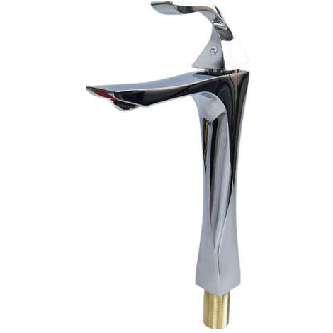 Robinet de Lavabo Haut en Alliage de Zinc avec Bec Effilé - Mitigeur Mécanique Eau Chaude/Froide pour Vasque à Poser, Design Torsadé Élégant avec Aérateur Anti-éclaboussures-