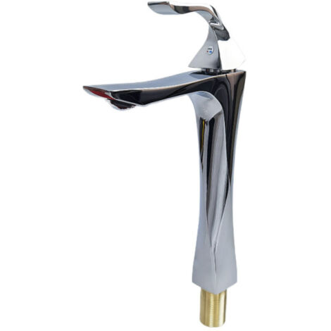 Robinet de Lavabo Haut en Alliage de Zinc avec Bec Effilé - Mitigeur Mécanique Eau Chaude/Froide pour Vasque à Poser, Design Torsadé Élégant avec Aérateur Anti-éclaboussures--Crezuo