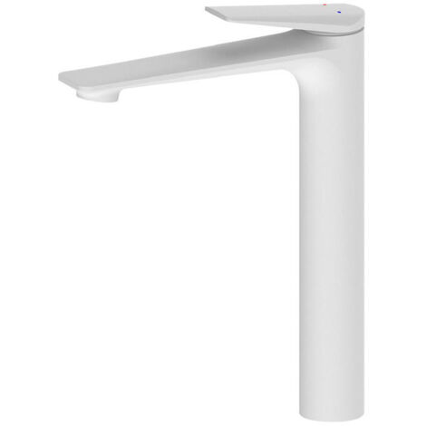 Robinet de lavabo haut tout cuivre, design élégant, double commande, blanc