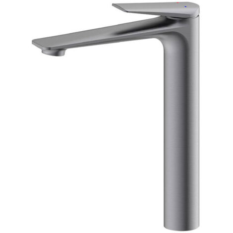 Robinet de lavabo haut tout cuivre, design élégant, double commande, gris