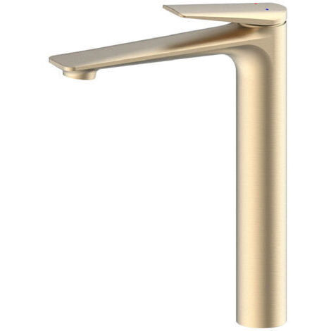 Robinet de lavabo haut tout cuivre, design élégant, double commande, or brossé