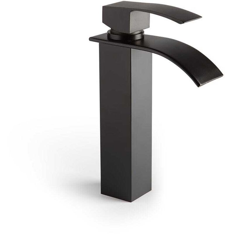 Kiamami Valentina - Robinet De Lavabo Haute Cascade Noir Mat Nardis