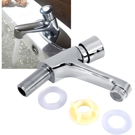Robinet de lavabo/lavabo à filetage intérieur G1/2, robinet retardé 96°, robinet électroplaqué commercial pour évier/cuisine