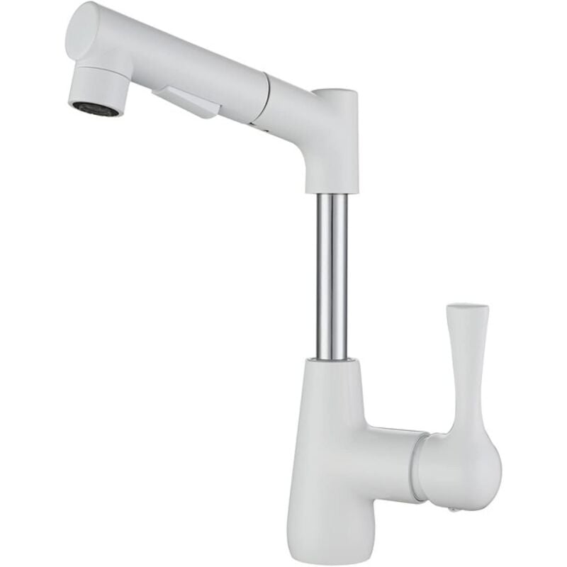 Shmshng - Robinet de lavabo Lavabo de salle de bain à robinet extractible rotatif relevable blanc tout cuivre