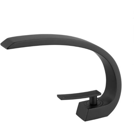 Robinet de lavabo noir moderne – Mitigeur flexible en laiton – Bec pivotant – Économie d'eau jusqu'à 30% – Installation facile – Ideko