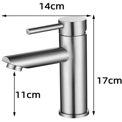 Robinet de lavabo moderne à poignée unique en acier inoxydable – Cartouche céramique silencieuse – Finition gris mat – Débit réglable