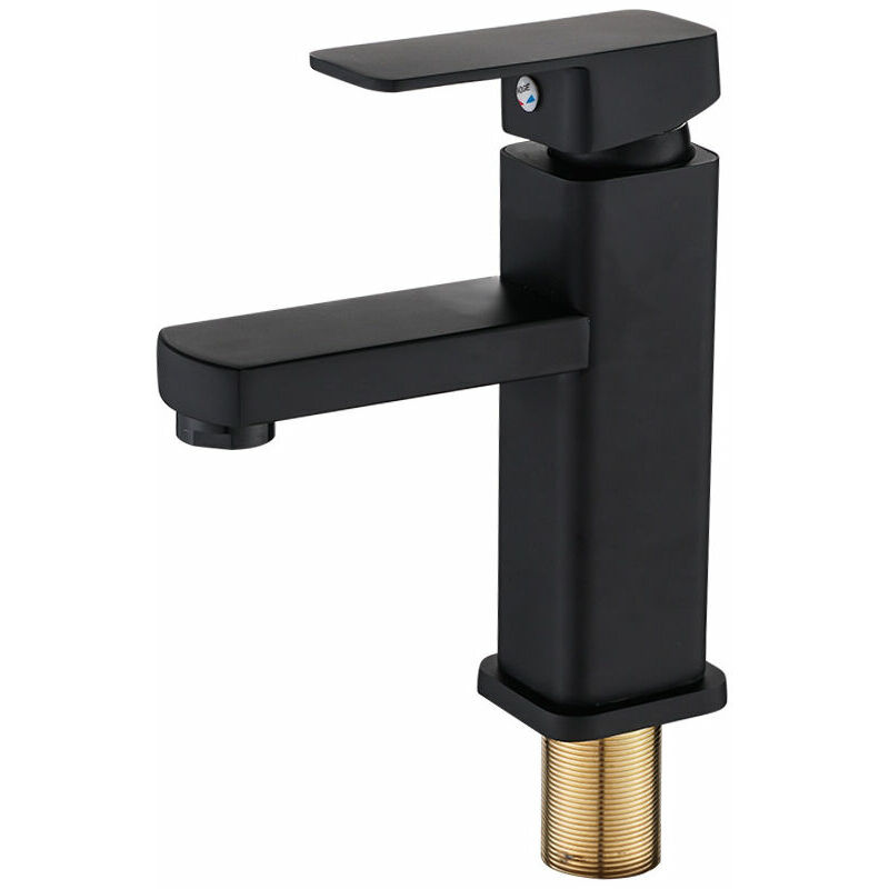 Ahlsen - Robinet de lavabo monobloc fin noir mat, robinet de lavabo à levier unique pour salle de bain et toilettes, robinet de lavabo, robinet de