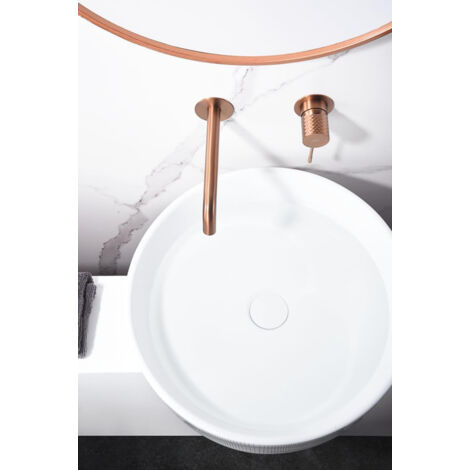 Robinet de lavabo monocommande à encastrer en laiton pour eau chaude/froide - Robinet de salle de bain à encastrer pour lavabos Couleur Or Rose Brossé