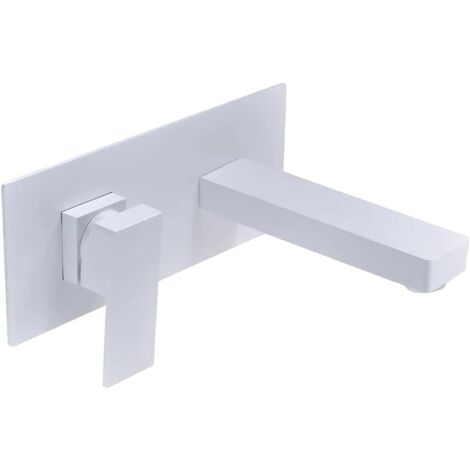 Robinet de lavabo monocommande mural à encastrer, robinet de salle de bain pour eau froide/chaude - Robinets à encastrer Blanc Mat