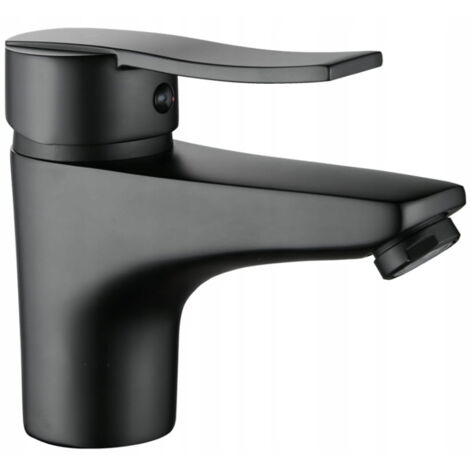 Robinet de lavabo monocommande noir sur pied avec bouchon clic-clac