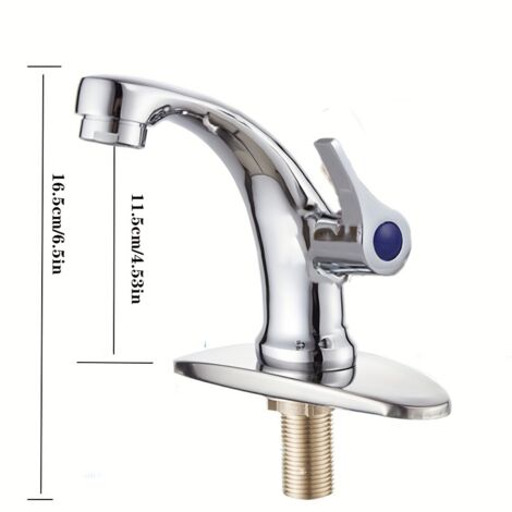 Robinet de Lavabo Monotrou en Acier Inoxydable – Mitigeur Eau Froide pour Vasque et Plan de Toilette de Salle de Bain