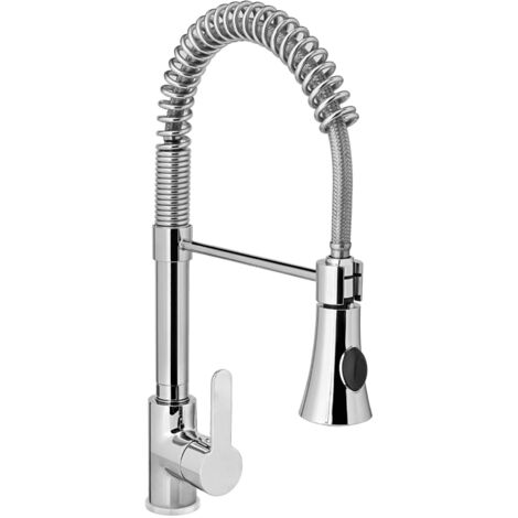 Robinet de lavabo monotrou en inox avec douchette extractible, hauteur 445 mm - Hendi 810170