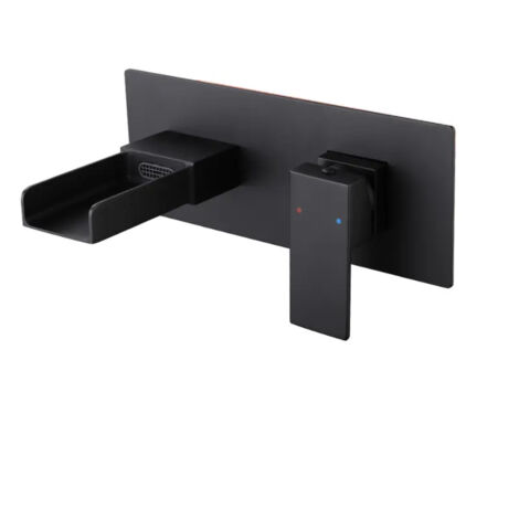 Robinet de lavabo mural 007 en laiton noir collection Alphée