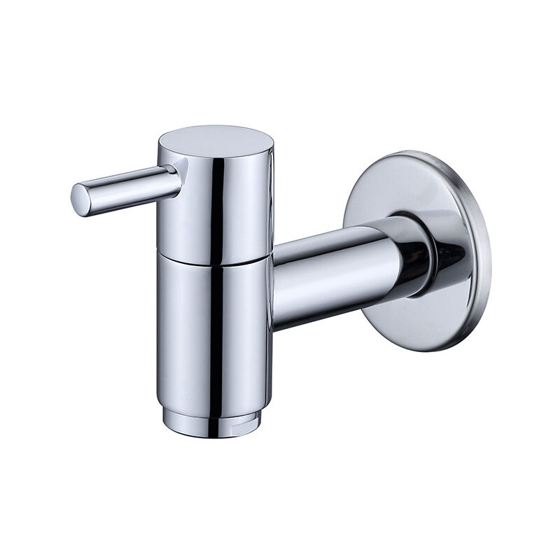 Robinet de lavabo mural en laiton pour salle de bain ou machine à laver - Robinet d'extérieur - Chromé