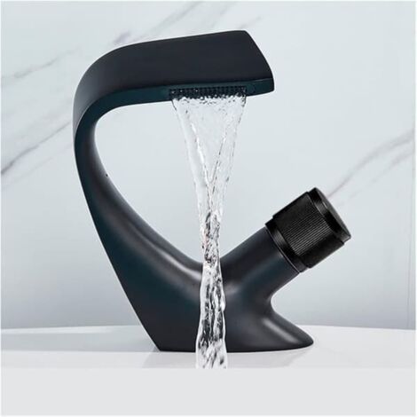 Robinet de lavabo mural - mitigeur cascade moderne pour salle de bain, noir