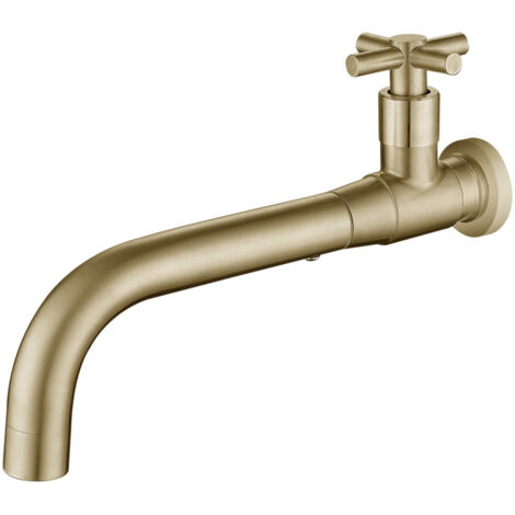 Robinet de lavabo mural universel intégré en acier inoxydable, à jet froid unique, pour lavabo encastré, noir