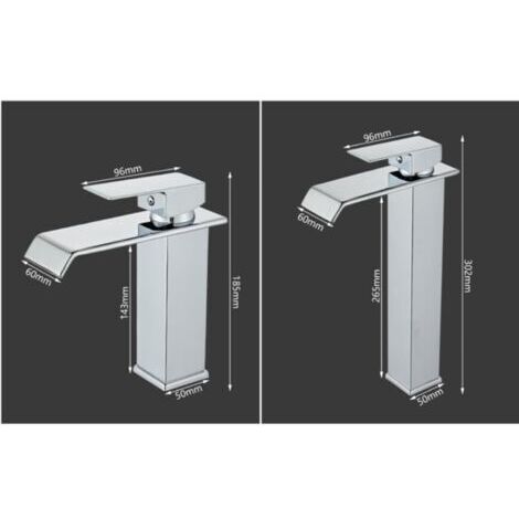 Robinet de lavabo noir avec bec cascade à âme en cuivre, mitigeur de lavabo moderne à poignée unique, adapté aux meubles-lavabos, élégant et durable (noir et or court).