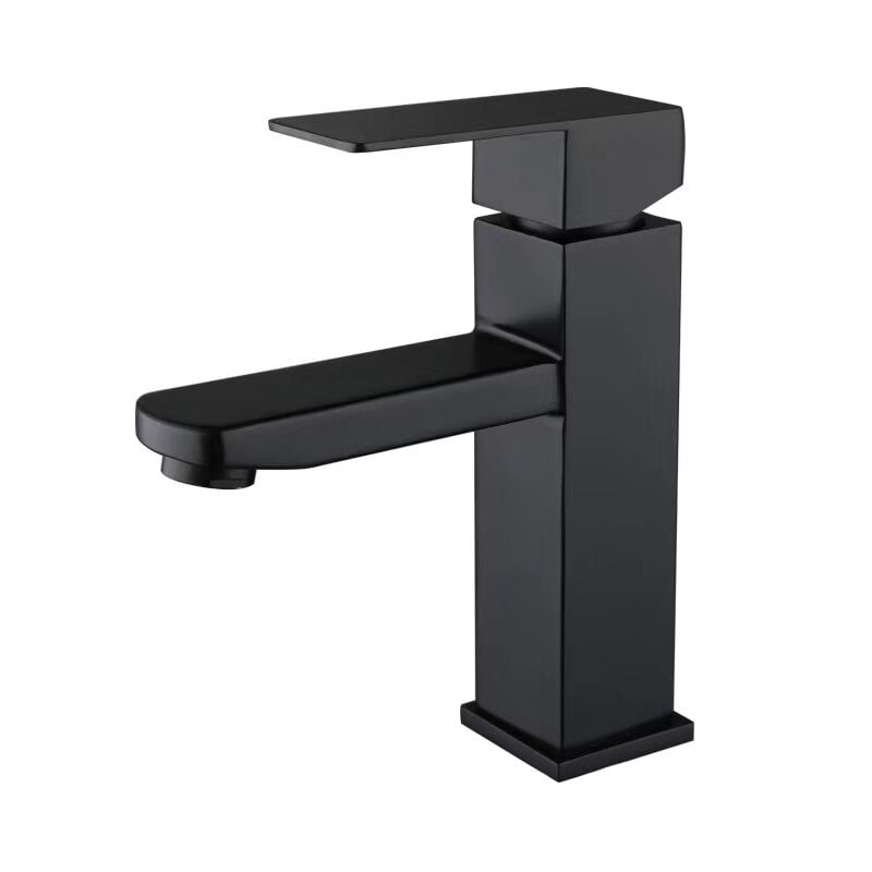 Cyslmuk - Robinet de lavabo noir en acier inoxydable à poignée unique, eau chaude et froide, robinet d'évier noir, robinet mitigeur de salle de bain