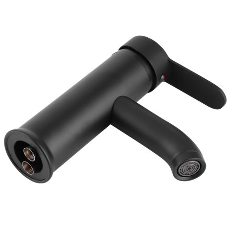 Robinet de Lavabo Noir en Acier Inoxydable - Mitigeur Eau Chaude et Froide pour Salle de Bains