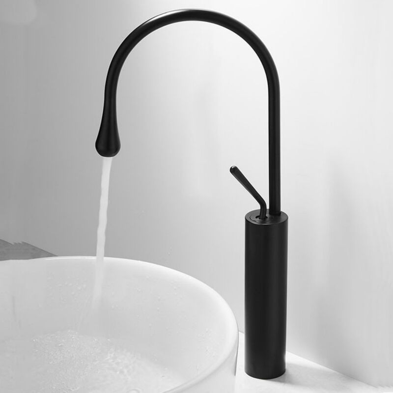 Petites Ecrevisses - Robinet de Lavabo Moderne Haut Mitigeur Monocommande Design Créatif pour Salle de Bain Cuisine avec Tuyau G3/8' Noir