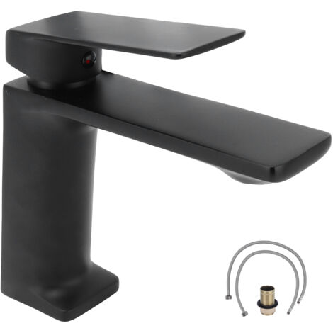 Robinet de Lavabo Noir Luxe G1/2, Mélangeur Eau Chaude Froide pour Salle de Bain