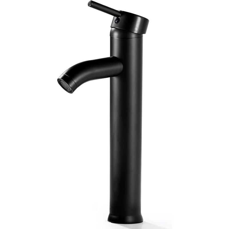 Robinet de lavabo noir mat, robinet de salle de bains à poignée unique, un trou, mitigeur de lavabo moderne, robinet de bar, bec haut, montage sur
