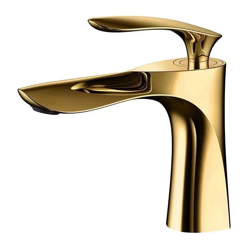 Robinet de lavabo pour salle de bain Mitigeur en laiton Fini or chrome doré Mitigeur avec lavabo