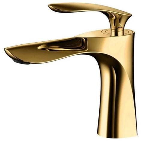 SJQKA Robinet de lavabo pour salle de bain Mitigeur en laiton Fini or chrome doré Mitigeur avec lavabo（avec tuyau）
