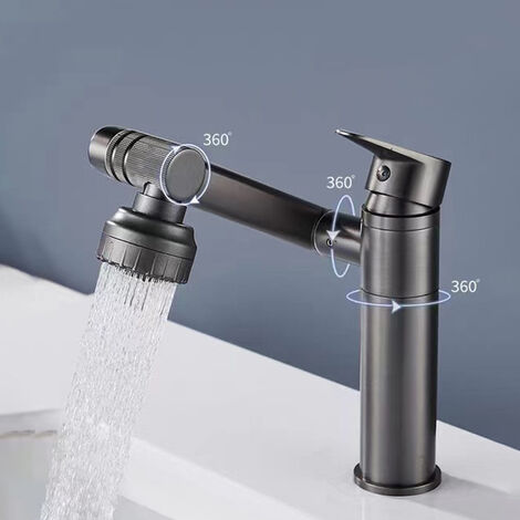 Robinet de Lavabo Premium en Cuivre - Rotation 360°, Modes d'Eau Diversifiés, Installation Facile et Rapide