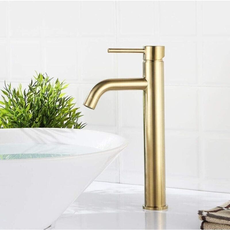 REA - Mitigeur de lavabo,Robinet d'eau à poignée unique, dessin en laiton doré, robinet d'évier de cuisine haut, mitigeur de lavabo, robinets d'eau