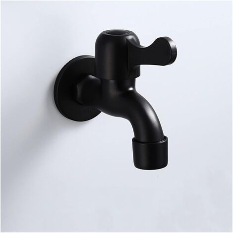 Robinet de lavabo rétro noir court, en acier inoxydable 304, mural, robinet d'eau froide unique, adapté aux jardins extérieurs.