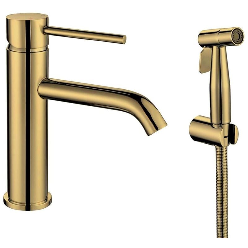 Sapho - Robinet de lavabo rhapsody avec douche bidet, tapis d'or