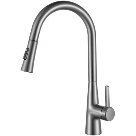 Robinet de lavabo Robinet de cuisine avec douchette rétractable gris
