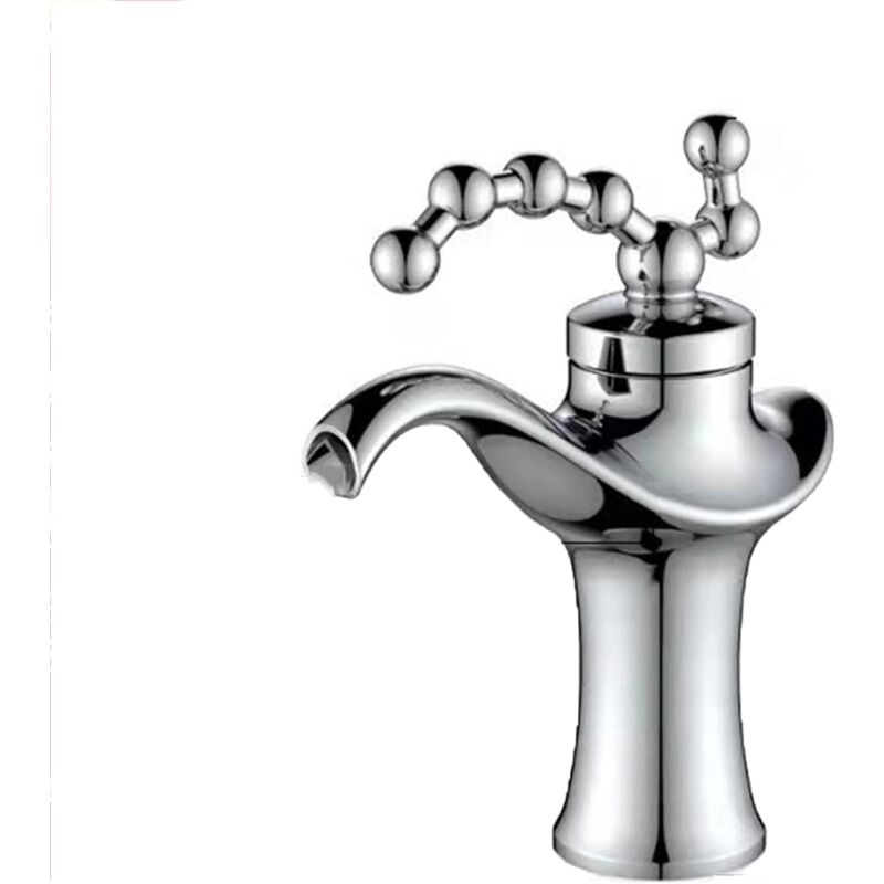 Robinet de lavabo, robinet de lavabo en laiton pour salle de bain, robinet de lavabo rétro antique chaud et froid - Chrome