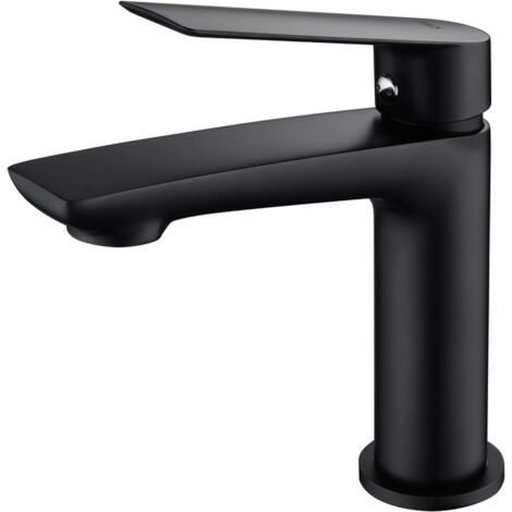 Robinet de lavabo, robinet de salle de bains à poignée unique, mélangeur de salle de bains d'eau chaude/froide, couleur noir mat