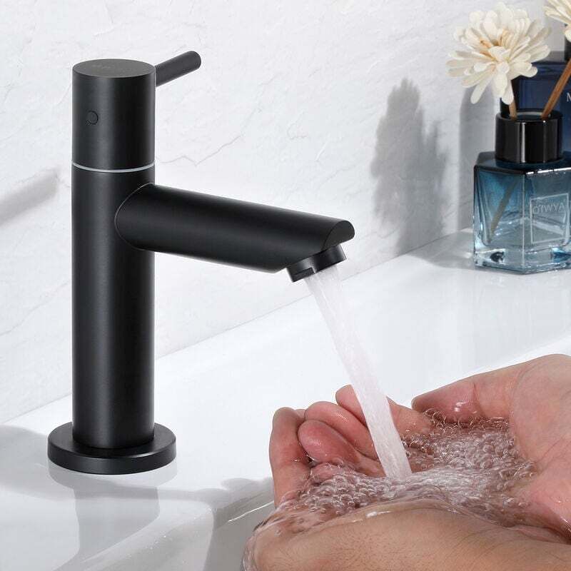 Robinet de lavabo Robinet d'eau froide Robinet de lavabo noir avec robinet aérateur remplaçable