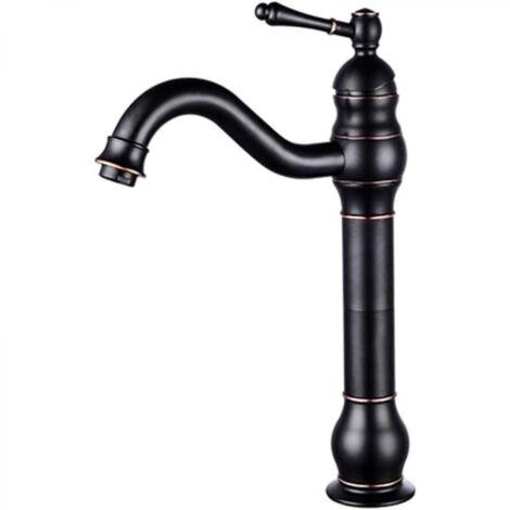 Robinet de lavabo, robinet d'évier, robinet de lavabo finition bronze, robinet en laiton à poignée unique, mitigeur de lavabo mural