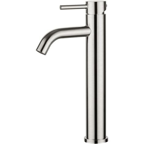 DPZO Robinet de Lavabo, Robinet Mitigeur Lavabo Haut de Salle de Bains avec Bec Haut, Mitigeur avec Raccordement Eau Froide/Chaud, Gris