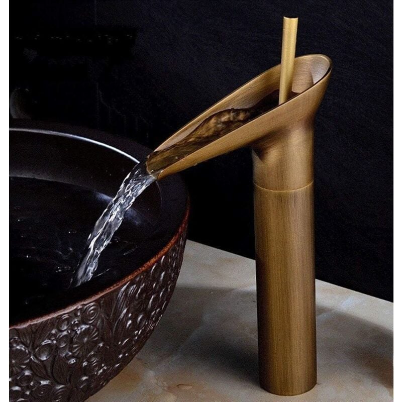 Robinet de Lavabo, Robinetterie Mitigeur Cascade pour Salle de Bains, Chaude et Froide Réglable de Mitigeur Lavabo, Laiton Chromé