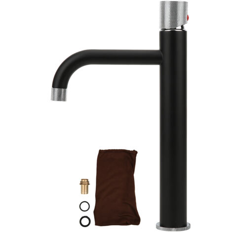 Robinet de Lavabo Salle de Bain Cuivre G1/2 Blanc avec Bec Courbe Mélangeur Eau Chaude Froide