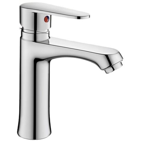 Robinet de Lavabo Sans Contact en Alliage Lourd – Finition Électroplaquée / Gris Canon, Installation Monotrou, Mitigeur Eau Chaude et Froide, Robinet de Salle de Bain à Détection Mécanique